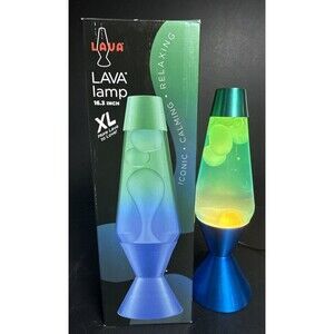 Lava Lamp XL 52 Oz 16.3 Inch Blue Base Teal Top Blue/Green Fluid  Green Wax Work